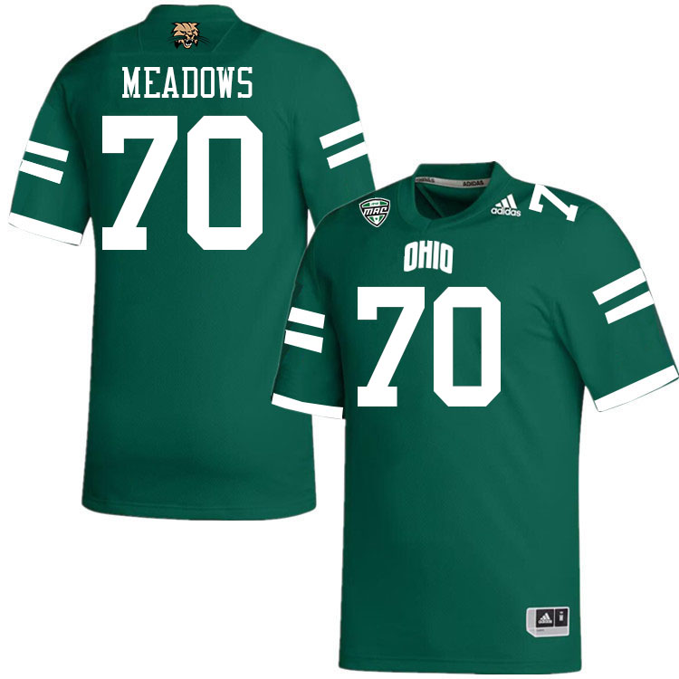 Ohio Bobcats #70 Brennan Meadows College Football Jerseys Stitched-Green